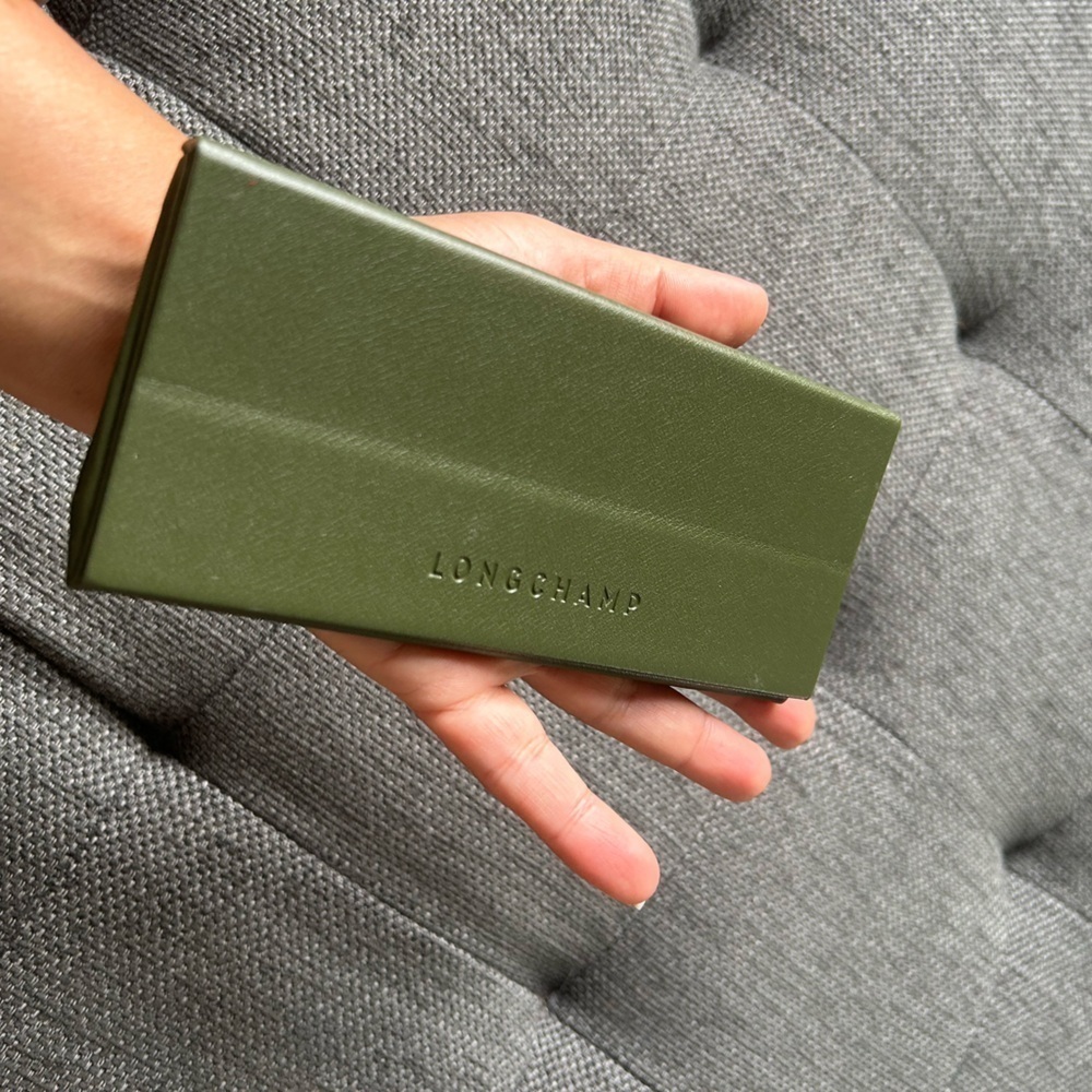 Longchamp Semi-Hard Shell Folding Eyeglasses Case Olive Green